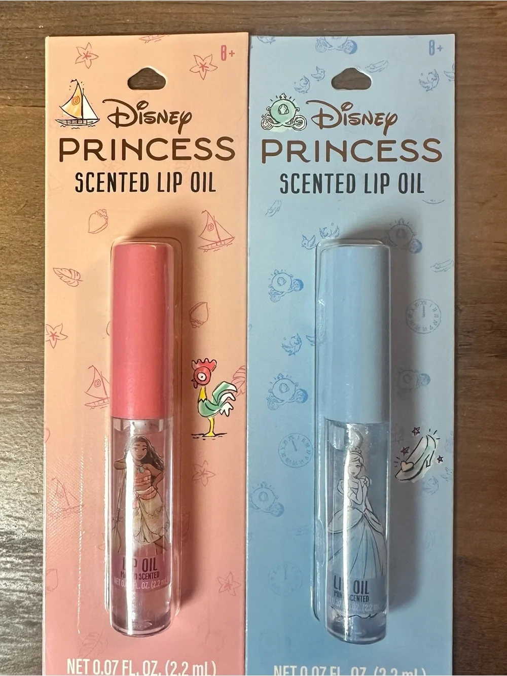 2 Pc Disney Princess Scented Lip Oil Set Moana & Cinderella – New Sealed